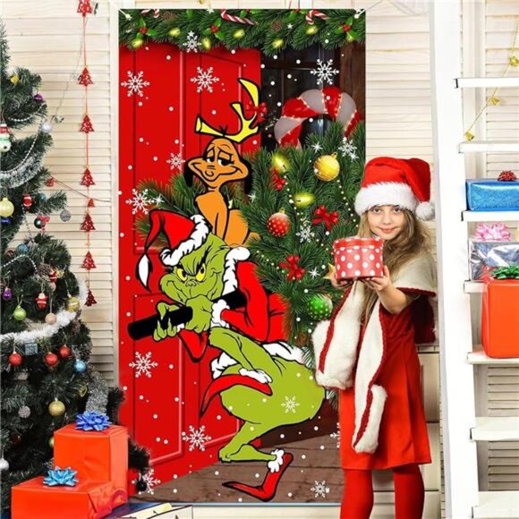 6x3 FT Christmas Door Cover, Outdoor Banner Decor for Front‎ Door Holiday Party - Picture 4 of 8
